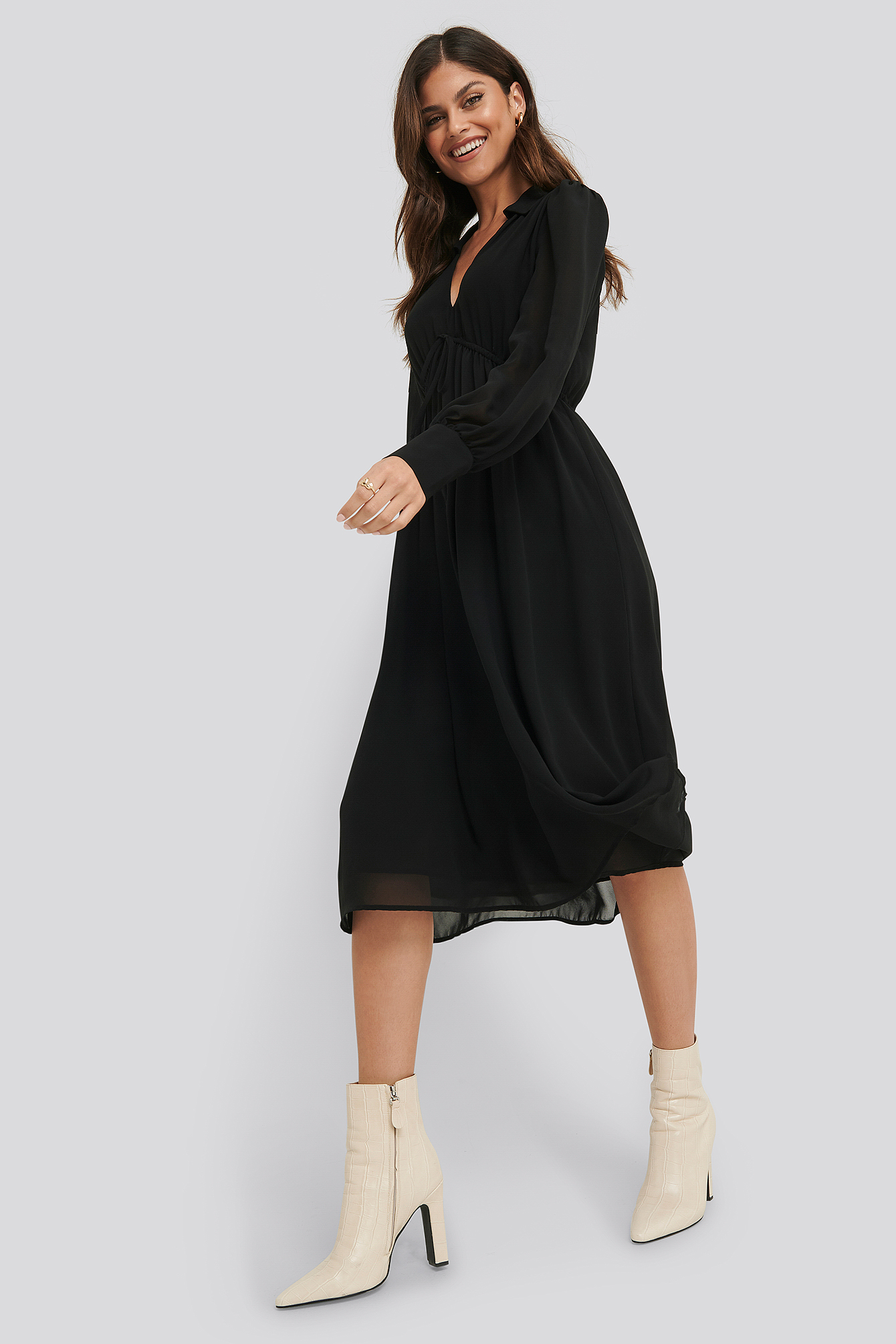 Sheer Midi Dress Black | na-kd.com